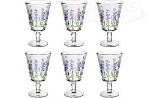 CJ 06 TACA DE AGUA LAVANDA HAND PAINTING 240ML CRISTAL ECOLOGICO