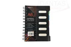 Caderno A6 com Divisórias 110 folhas