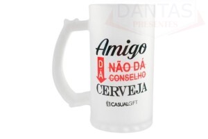 Caneca de Chopp de Vidro Amigo não dá Conselho dá Cerveja 480ml