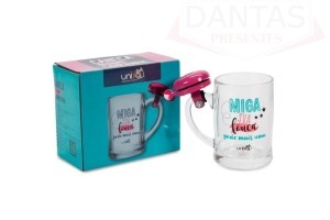 Caneca Shopp Campainha  Miga sua Louca Pede Mais Uma de Vidro  400ml