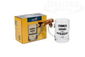 Caneca Shopp de Vidro Com Campainha Cerveja gelada e Muita Risada 400ml
