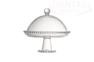 Prato Cristal de Chumbo com Pé e Tampa Pearl 20x18cm