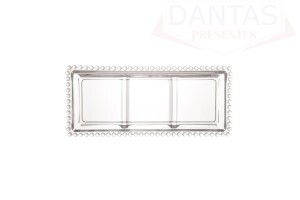 Petisqueira Cristal de Chumbo com 03 Divisoes Pearl 30x13x3cm