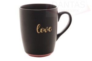 Caneca Ceramica Love Preto matt / Rosa 340ml