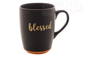 Caneca Cermica Blessed Preto Matt / Laranja 340ml