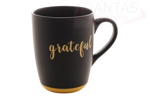 Caneca Ceramica Grateful Preto Matt / Amarelo 340ml