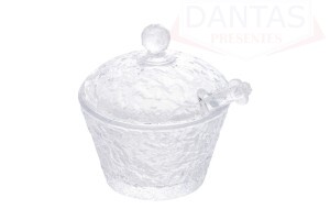 Meleira com Colher e Tampa de Cristal 10cm