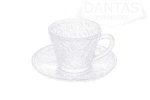 Xicara de Chá de Cristal com Pires 180ml