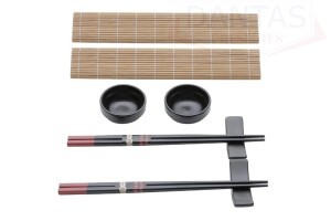Conjunto 08 Peças para Sushi de Bambu e Ceramica Yokohama