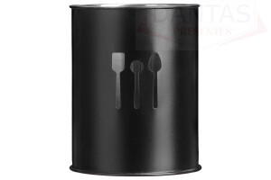Porta Talher de Inox Preto 12,5cm