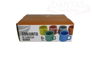 Jogo 06 Canecas Coloridas de Porcelana 85ml