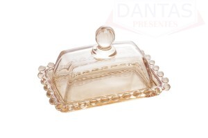 Manteigueira de Cristal Ambar 11cm