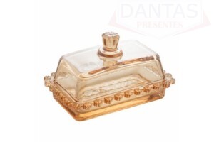 Manteigueira Cristal Daisy Ambar 18cm