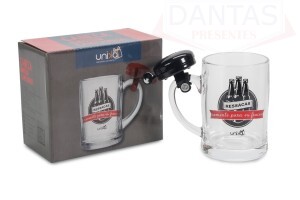 Caneca Shopp de Vidro com Campainha Ressaca Somente Para os Fracos 400ML
