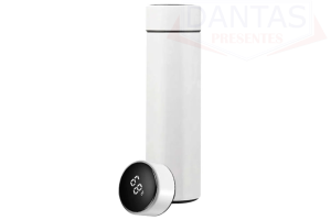 Garrafa Térmica com Termômetro Touch 380ml em Aço Inox Onyx