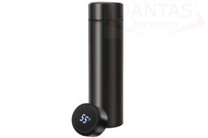 Garrafa Térmica com Termômetro Touch 380ml em Aço Inox Onyx