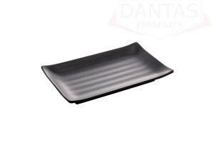 Travessa Retangular de Melamina Tóquio Preta 17,5cm x 11cm x 2,5cm - Lyor