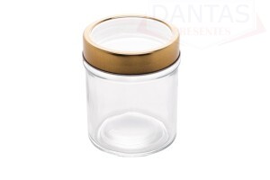 Pote de Vidro com Tampa em Acrílico Gastro Dourada 350ml - Lyor