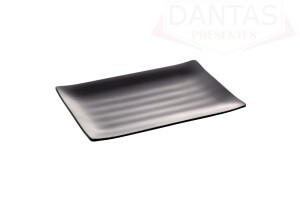 Travessa Retangular de Melamina Tóquio Preta 24,5cm x 16,5cm x 2,5cm - Lyor