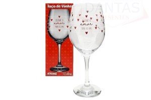 Taça de vinho de vidro celebre o amor todos os dias 490ml