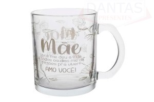 Caneca de Vidro Mãe você me deu a vida e todos os dias me dá razões para viver AMO VOCÊ! 320ml