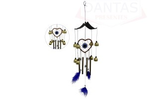 Sino Dos Ventos Mensageiro Coração olho Grego 68cm