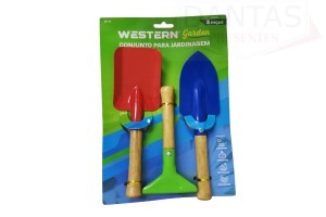 Conjunto para Jardinagem 3 peças Pá e Ancinho - Western