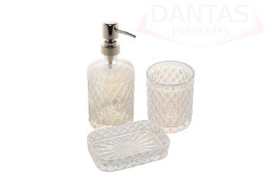 CONJUNTO PARA BANHEIRO DE VIDRO LITT RAINBOW 3 PEÇAS