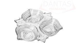 Petisqueira com 03 Divisórias de Cristal Vintage 26x4cm - Lyor