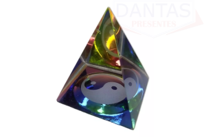 Enfeite de Vidro Pirâmide Yin Yang Colorida 4,5x5cm - Dantas