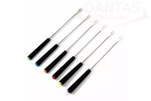 Kit 06 Garfo para Fundue Inox com Cabo de Plástico - Kehome