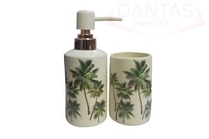 Kit Banheiro Ceramina Tropical 220ml 02 peças - Wellmix