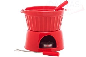 Conjunto de Fondue de Porcelana Classic Vermelho 400ml 4 peças - Lyor