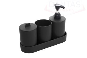 Conjunto 04 peças para Banheiro de Bambu e PP Preto - Lyor