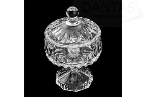 Potiche Decorativo de Cristal com Pé Louise Transparente 14x23cm - Lyor