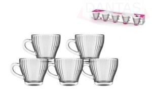 Jogo 05 Xicaras de Vidro para Café Morocco Lines 90ml