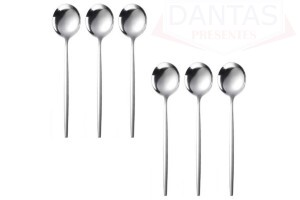 JOGO DE COLHER PREMIUM PRATA 6PCS 21CM