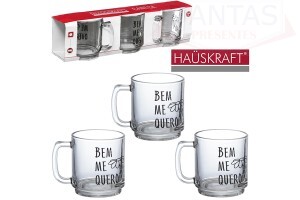 Conjunto 03 Canecas Bem Me Quer 300ml - Etilux