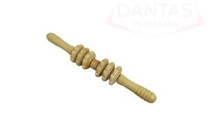 Massageador Manual de Madeira Corporal Rolo bastão 34cm - Dantas