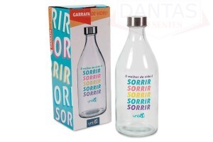 Garrafa de Vidro O Melho da Vida é Sorrir 1 Litro - Unika