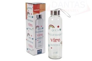 Garrafa de Vidro Que a Felicidade Vire Rotina 500ml - Unika