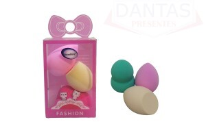 Mini Esponja para Maquiagem de Latex com 03 peças - Interponte (Cores Sortidas)